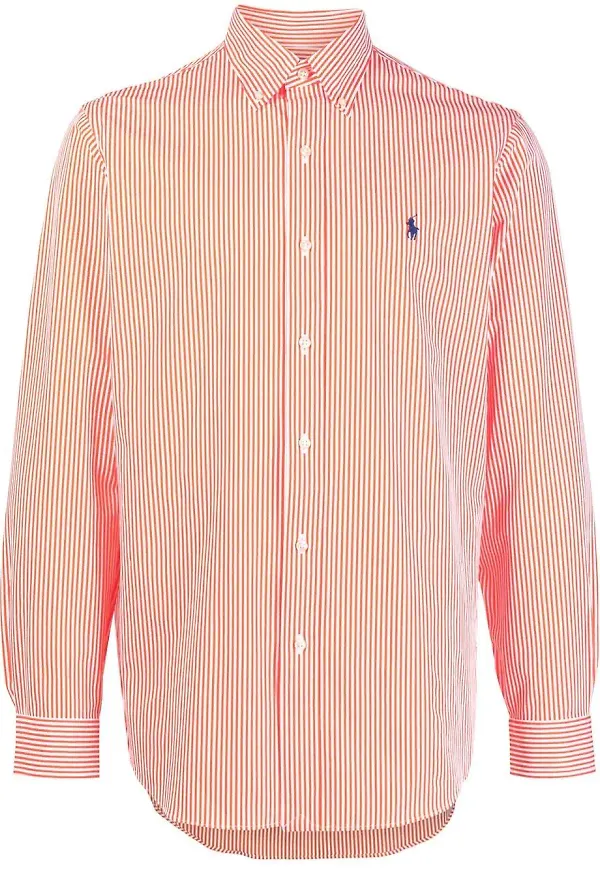 Polo Ralph Lauren randig skjorta med broderad logotyp - Orange