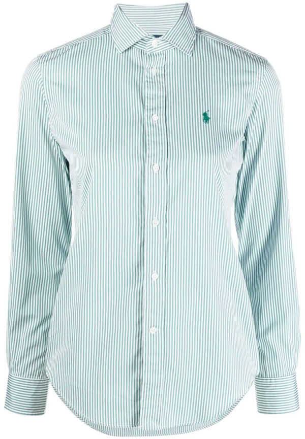Polo Ralph Lauren randig skjorta med logotyp - Grön