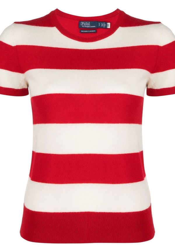 Polo Ralph Lauren randig t-shirt i kashmir - Röd