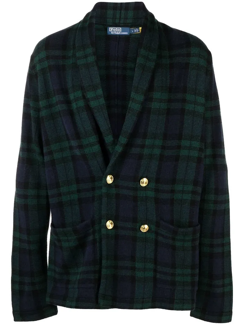 Polo Ralph Lauren rutig dubbelknäppt blazer - Blå