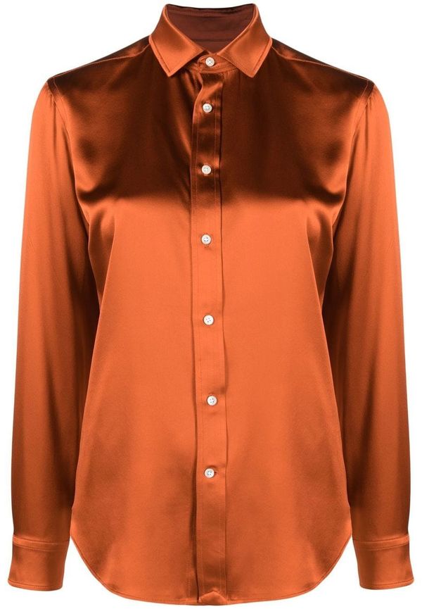 Polo Ralph Lauren satin-silk long-sleeve shirt - Orange