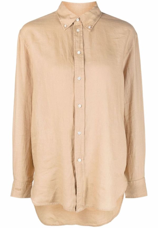 Polo Ralph Lauren skjorta med asymmetrisk fåll - Brun