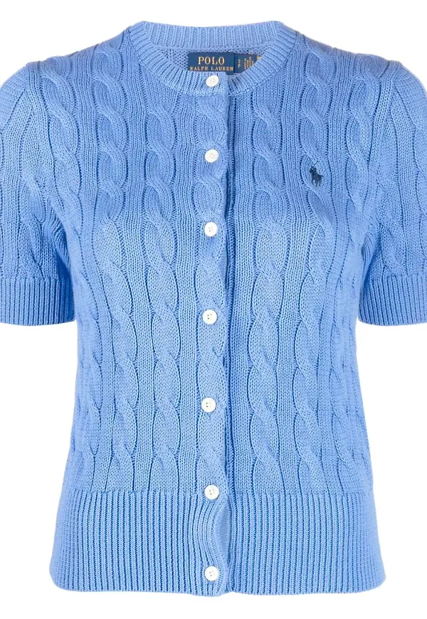 Polo Ralph Lauren stickad kortärmad kofta - Blå