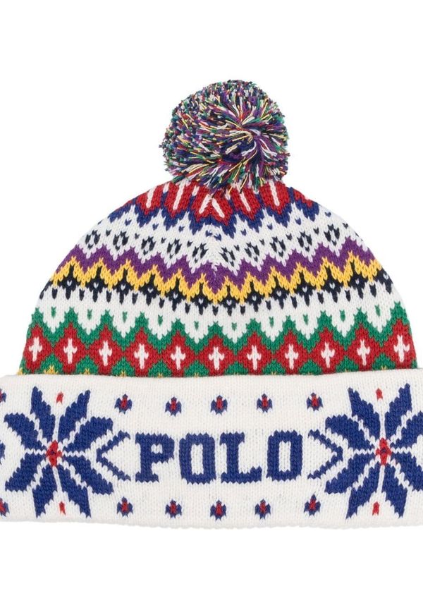 Polo Ralph Lauren stickad mössa med logotyp - Vit