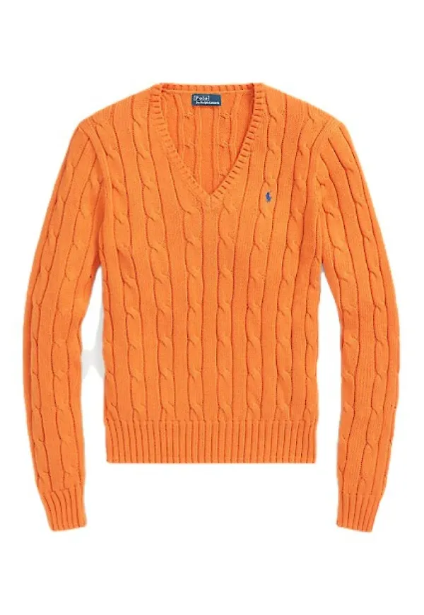 Polo Ralph Lauren V-neck Knitwear Orange, Dam