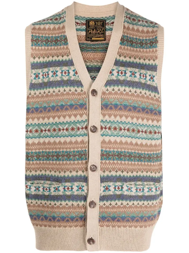 Polo Ralph Lauren v-ringad stickad ärmlös kofta - Brun