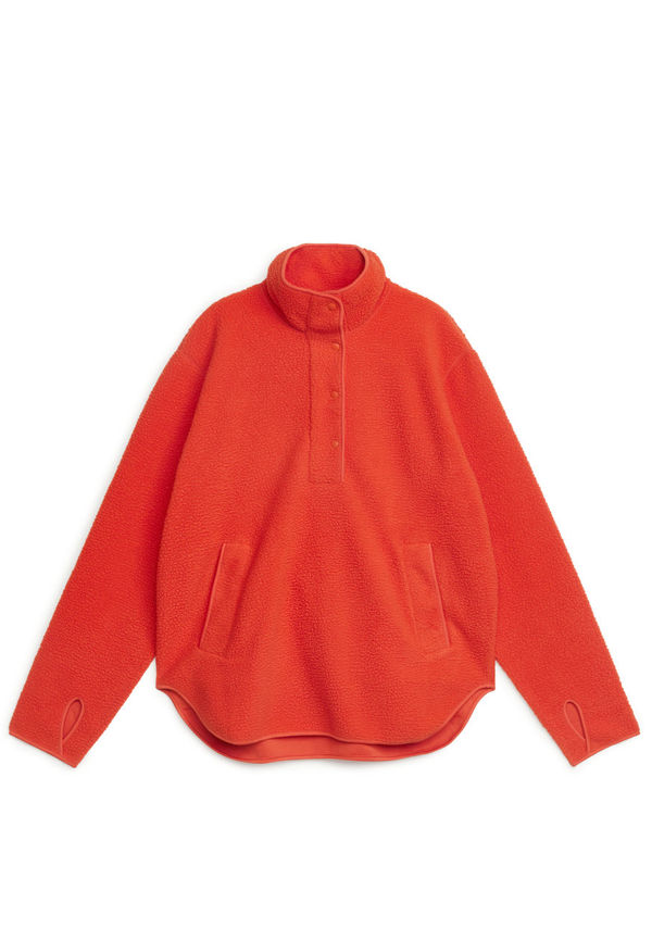 Pop-Over Fleece Jacket - Orange