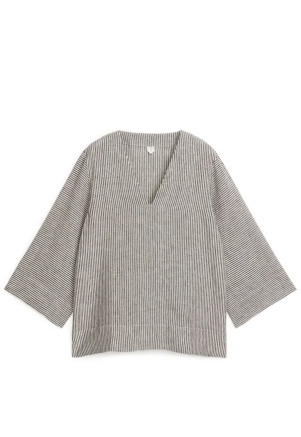 Pop-Over Linen Shirt - Black