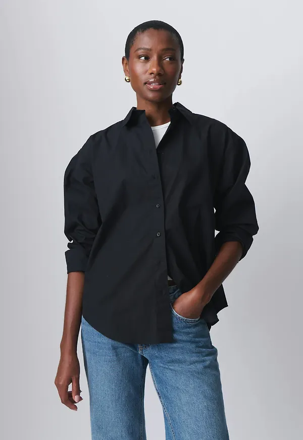 Gina Tricot - poplin shirt - skjortor - Svart - XS - Dam