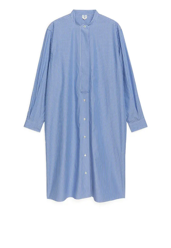 Poplin Shirt Dress - Blue
