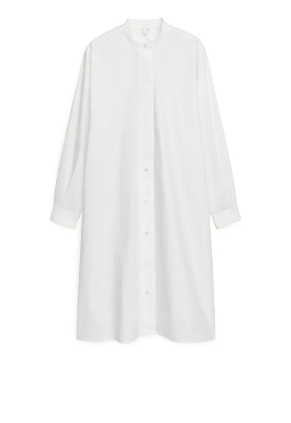 Poplin Shirt Dress - White