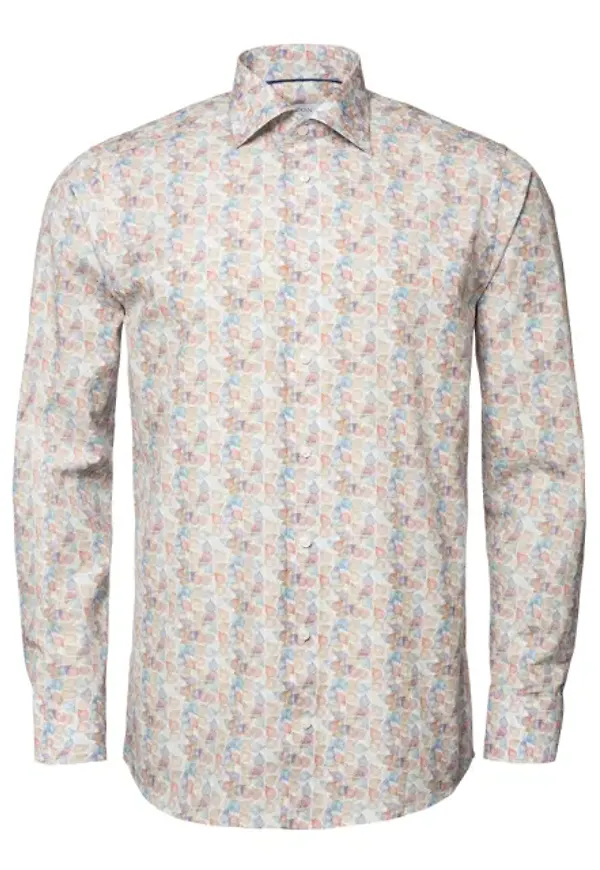 Poplinskjorta Med Print Slim Fit