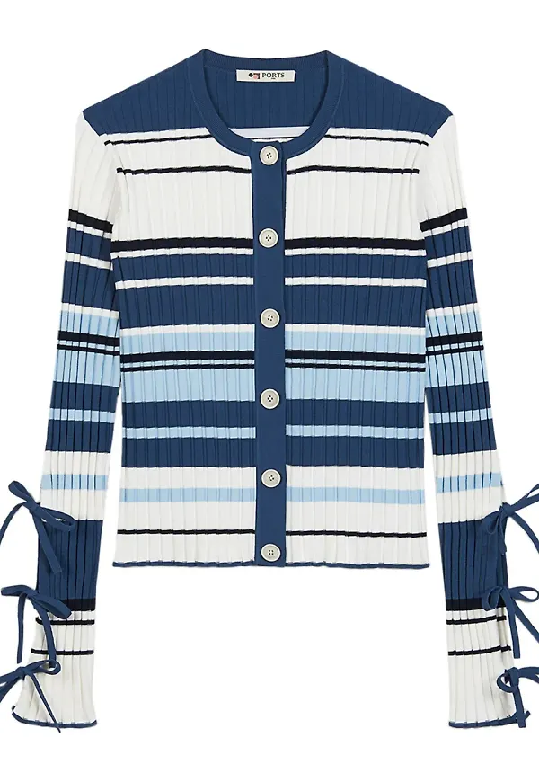 Ports 1961 randig kofta - Blå