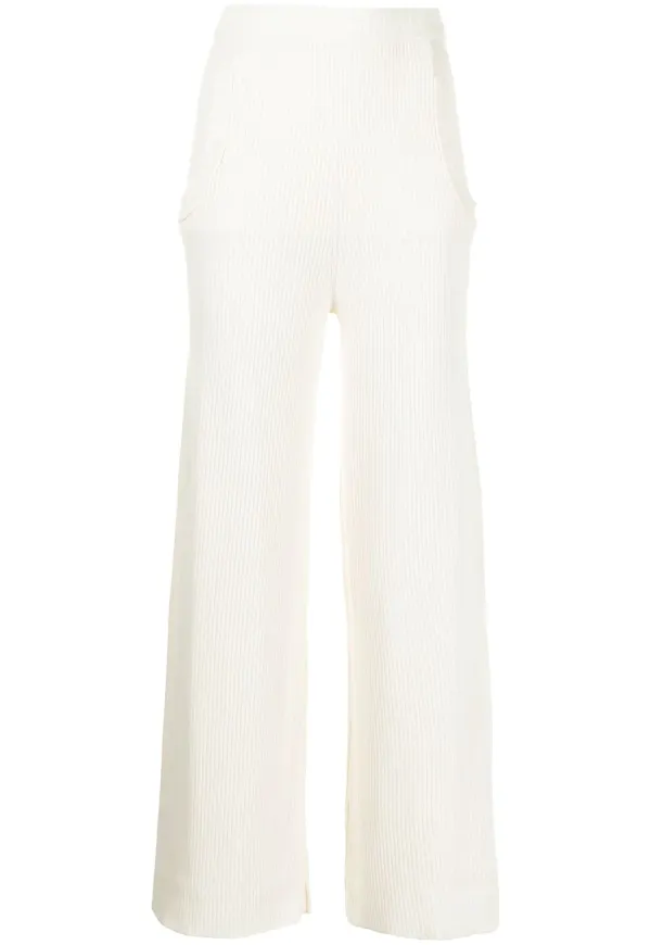 Ports 1961 stickade byxor med vida ben - Vit