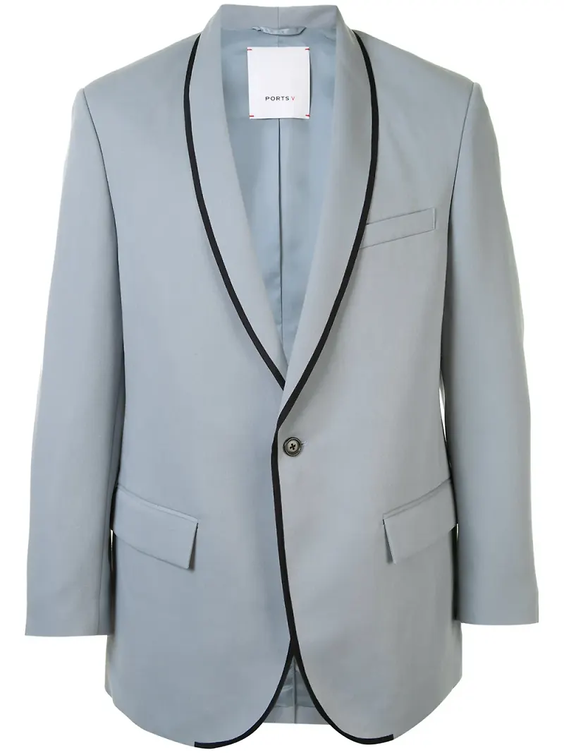 Ports V blazer med sjalslag - Blå