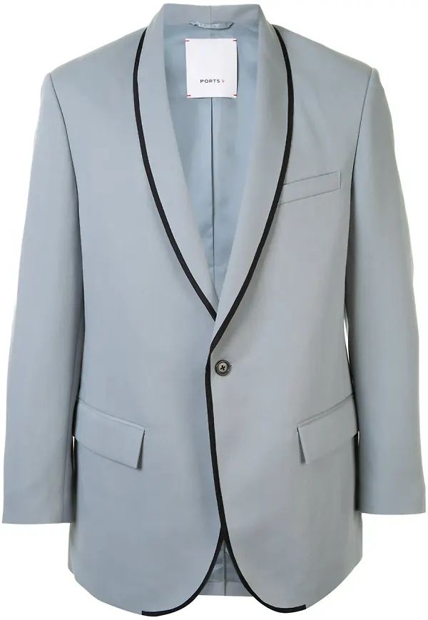 Ports V blazer med sjalslag - Blå