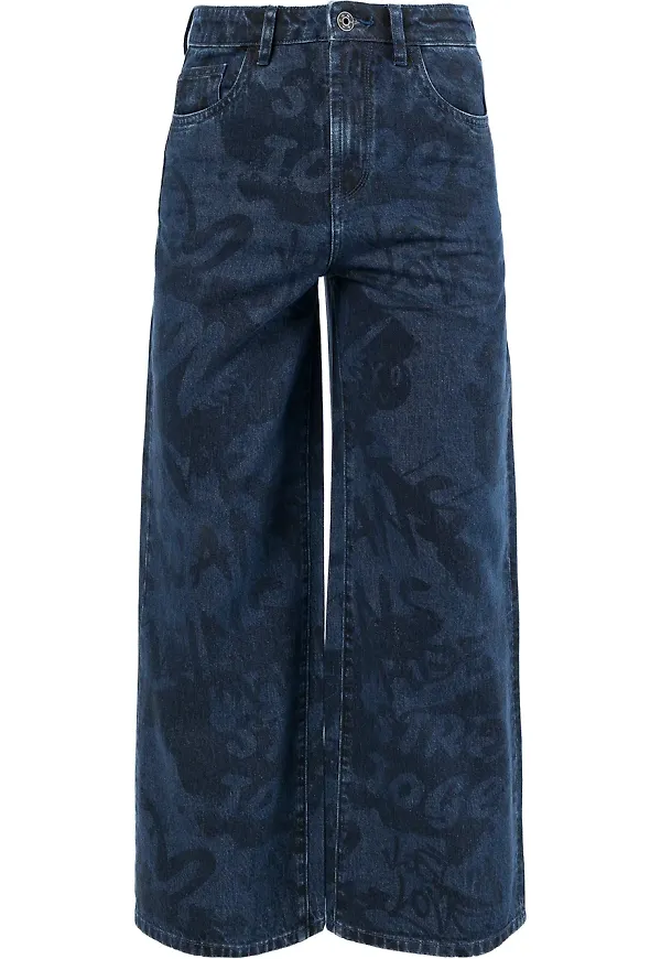 Ports V graffitimönstrade jeans - Blå