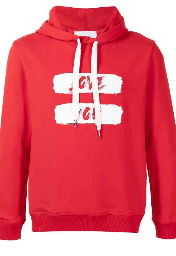 Ports V hoodie med logotyp - Röd