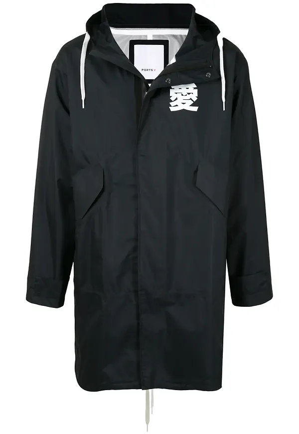 Ports V parkas med huva - Svart