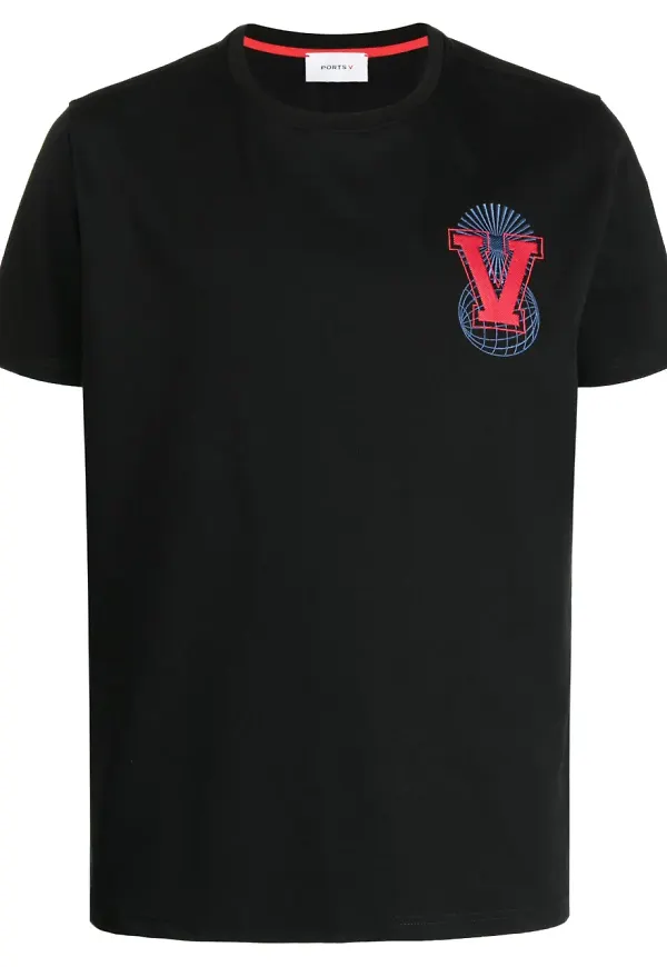 Ports V t-shirt med broderad logotyp - Svart