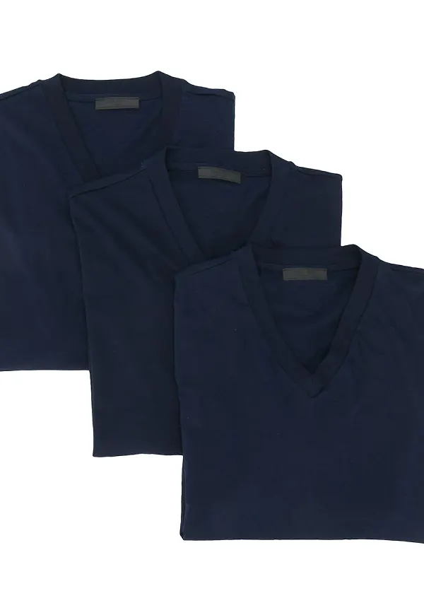 Prada 3-pack t-shirts med v-ringning - Blå