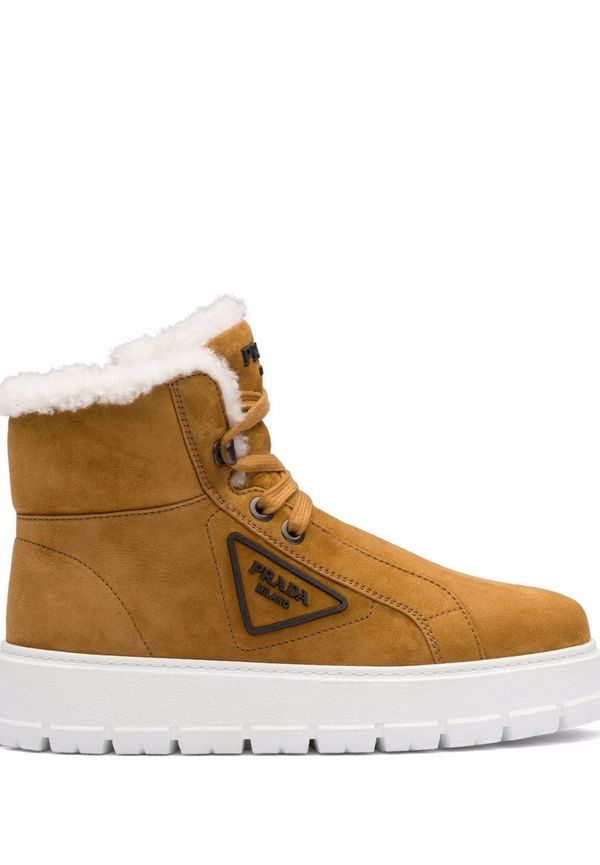 Prada ankelboots med panel - Brun