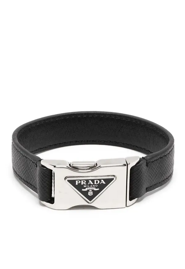 Prada armband med logotypplakett - Svart