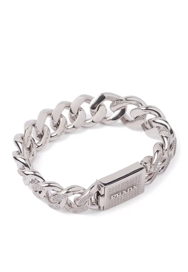 Prada armband med strass - Silverfärgad