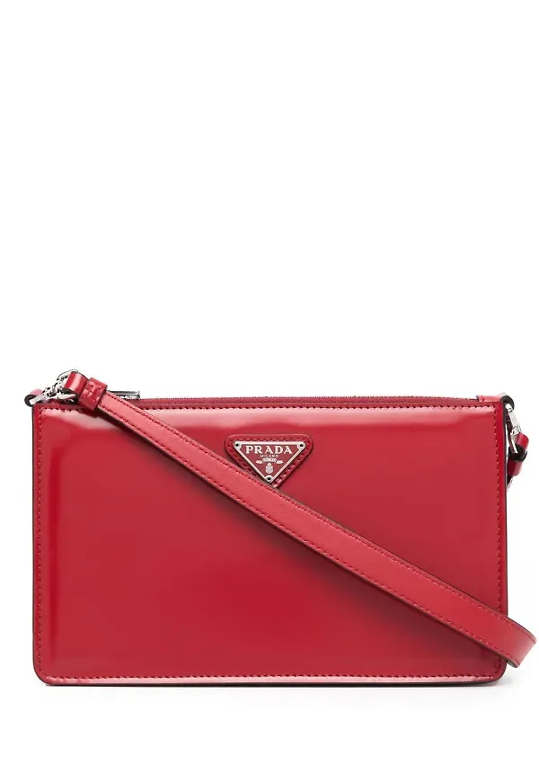 Prada axelväska med logotyp - Röd