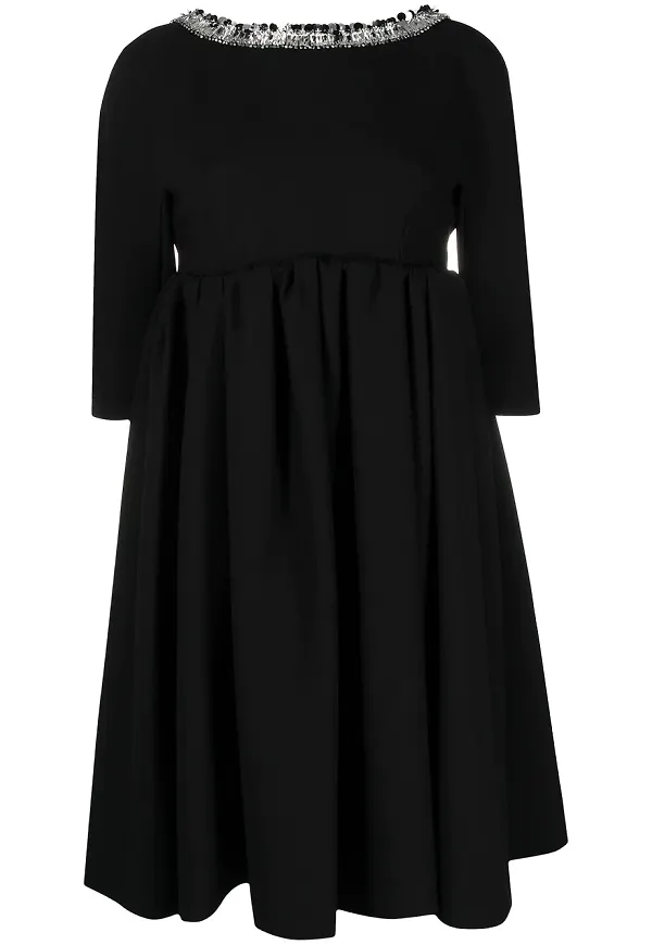 Prada babydoll-klänning med utsmyckad krage - Svart