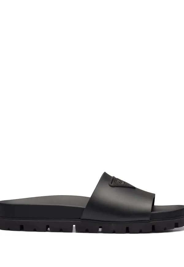 Prada badtofflor med logotyp - Svart