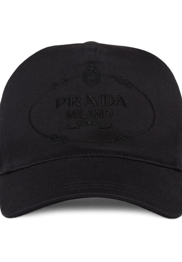 Prada basebollkeps med broderad logotyp - Svart