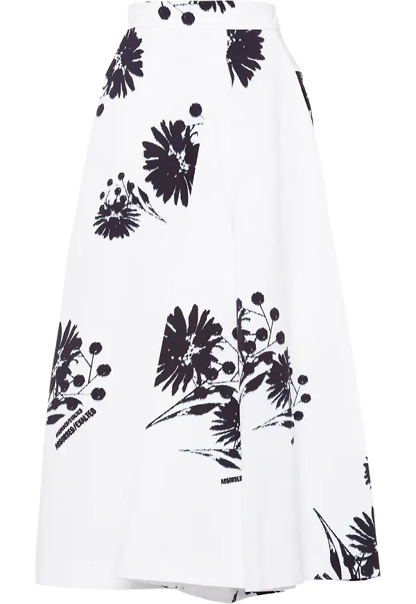 Prada blommig poplinkjol - Vit