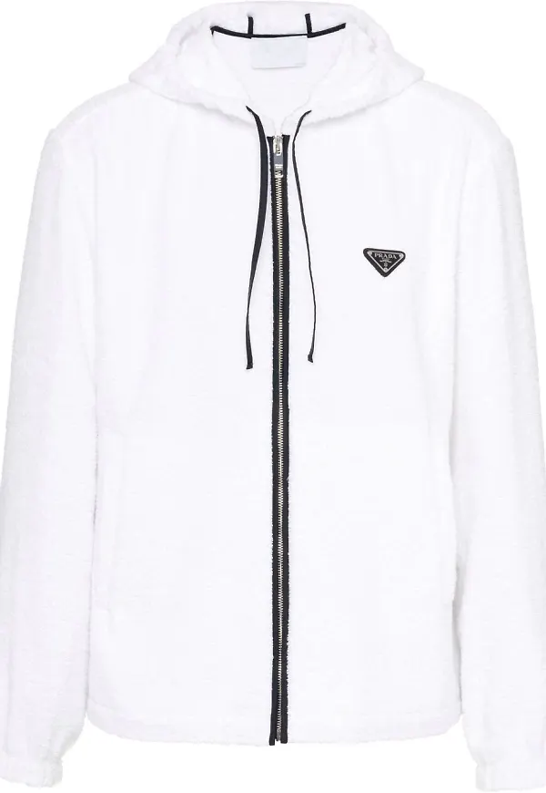 Prada blouson-jacka i frotté - Vit