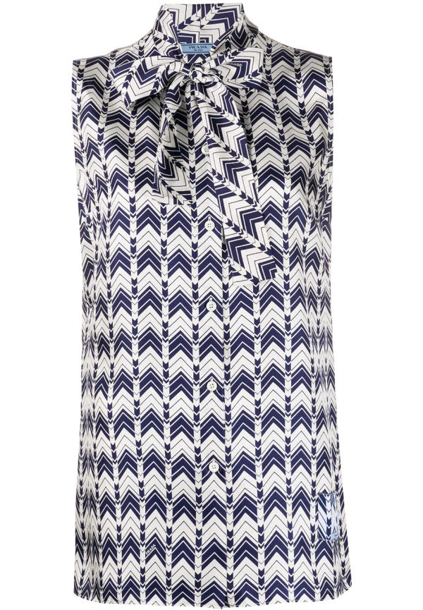 Prada blus med geometriskt tryck - Blå