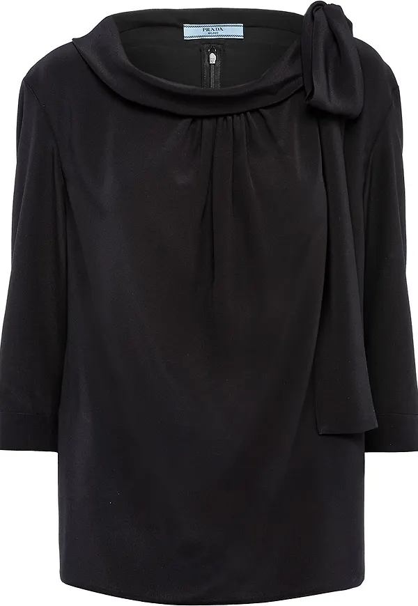 Prada blus med rosett - Svart