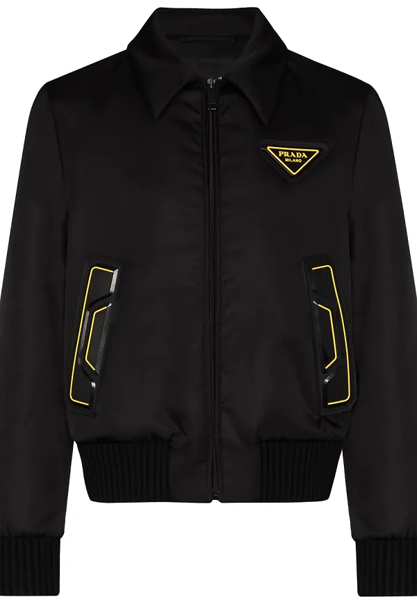 Prada bomberjacka med logotypmärke - Svart