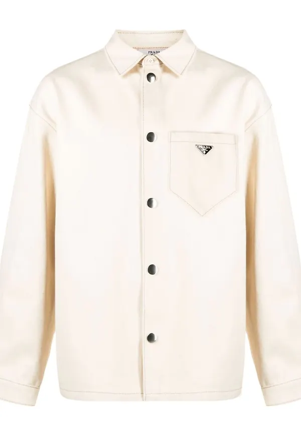 Prada bomullsjacka med triangelformad logotyp - Neutral