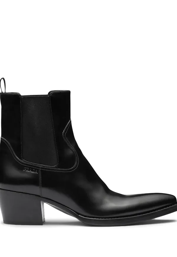 Prada Chelsea-boots i borstat läder - Svart