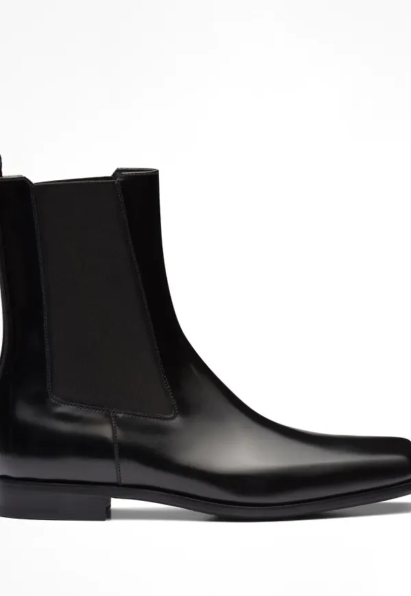 Prada Chelseaboots i borstat läder - Svart