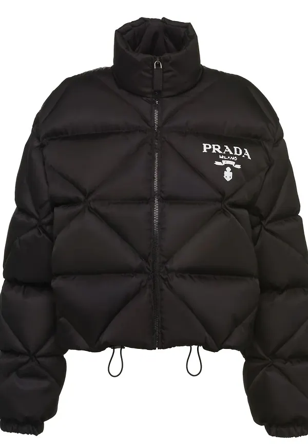 Prada croppad puffjacka i nylon och gabardin - Svart