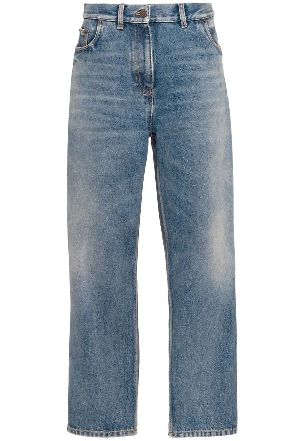 Prada croppade straight-jeans - Blå