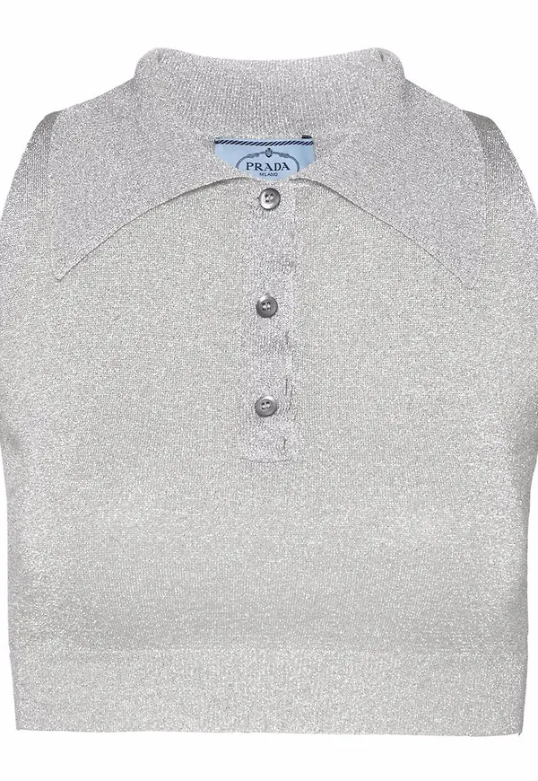 Prada croptop med metallisk tråd - Grå