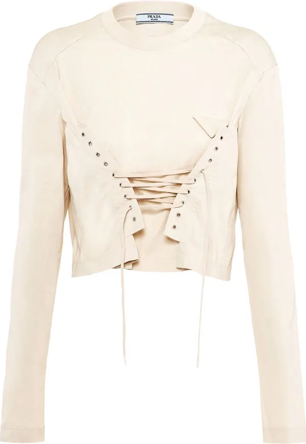Prada croptop med snörning - Neutral