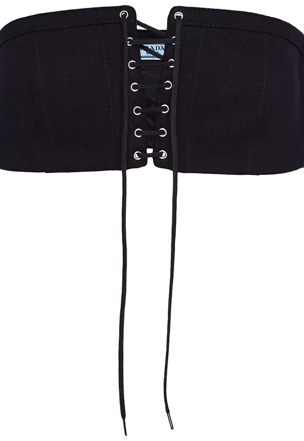 Prada croptop med snörning - Svart