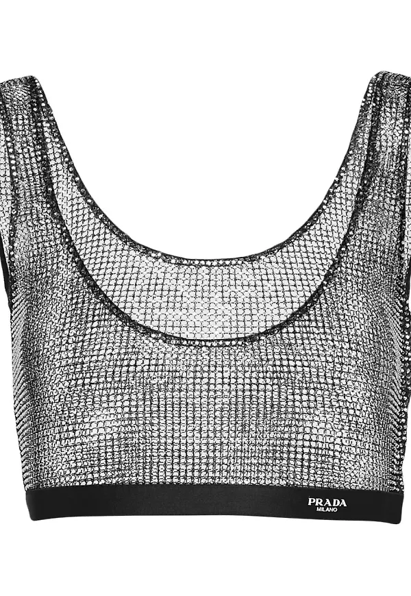 Prada croptop med strass - Silverfärgad