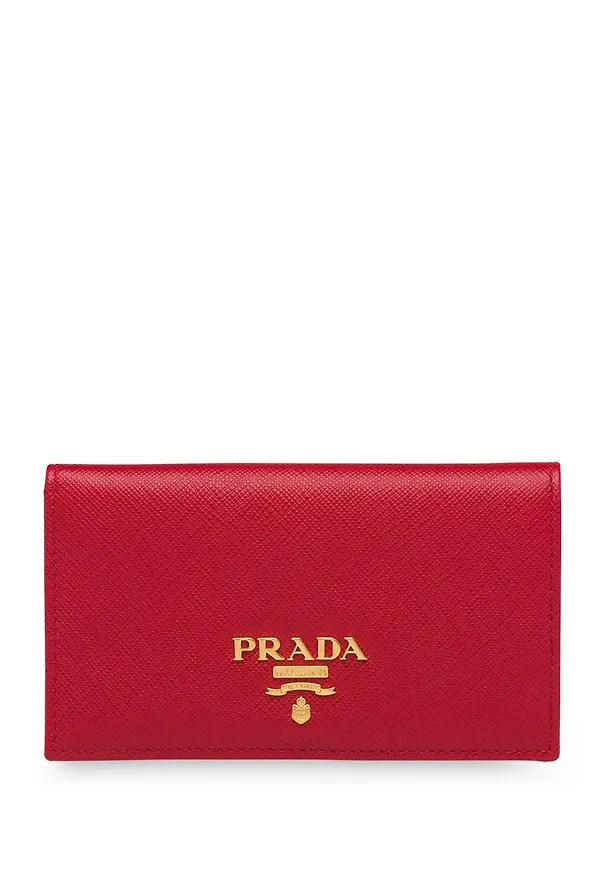 Prada dubbelvikt plånbok i saffianoläder - Röd
