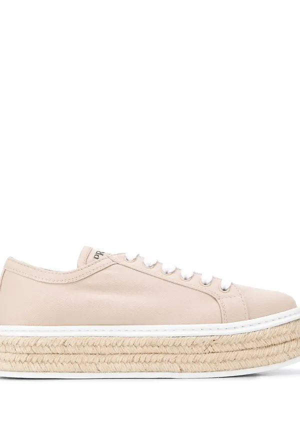 Prada espadrillsneakers med snörning - Neutral