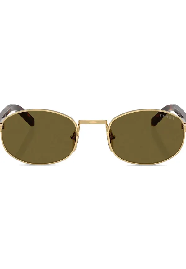 Prada Eyewear solglasögon med ovala bågar - Guldfärgad
