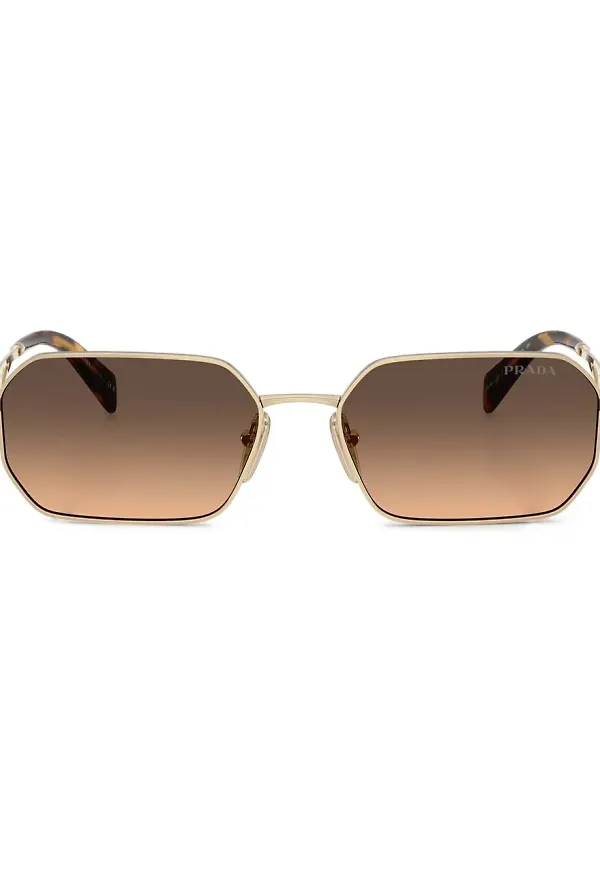 Prada Eyewear tonade rektangulära solglasögon - Guldfärgad